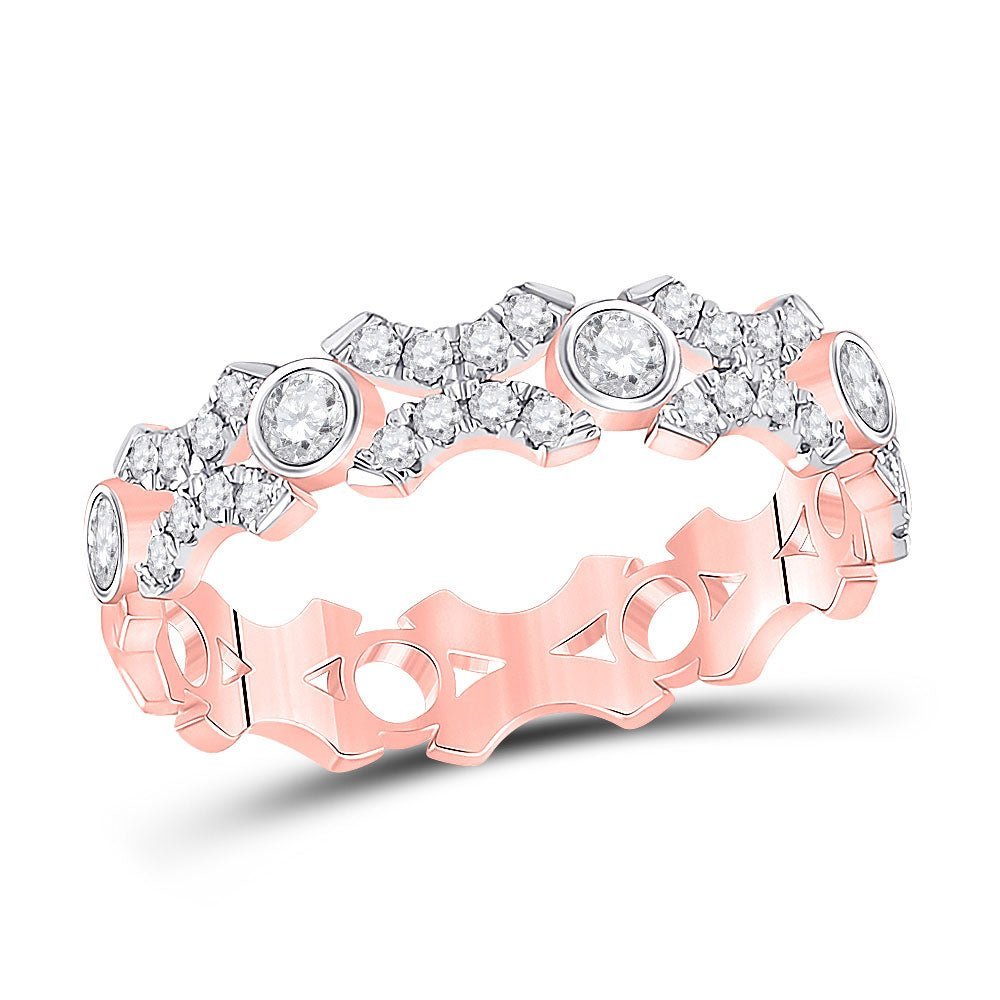 Romantic Rose Gold Diamond XOXO Stackable Band Ring - Splendid Jewellery