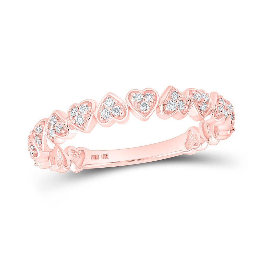 Romantic Rose Gold Heart Diamond Stackable Band - Splendid Jewellery