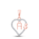 Romantic Rose Gold Heart Initial Diamond Pendant - Splendid Jewellery