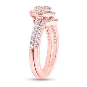 Romantic Rose Gold Heart - Shaped Diamond Wedding Ring Set - Splendid Jewellery