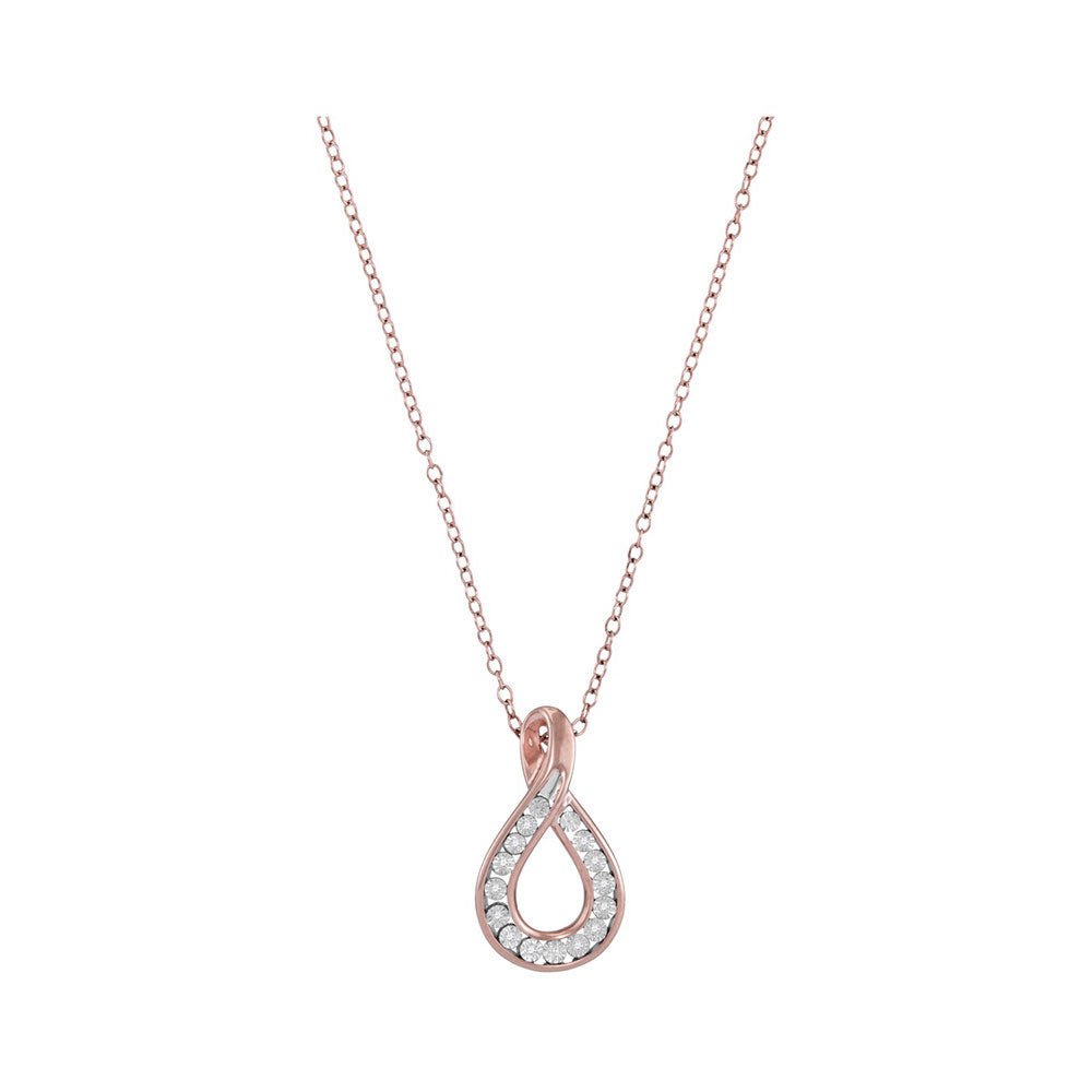 Romantic Rose Gold Teardrop Diamond Pendant - Splendid Jewellery