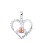 Romantic Rose Heart Diamond Pendant - 10kt Two - tone Gold - Splendid Jewellery