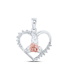Load image into Gallery viewer, Romantic Rose Heart Diamond Pendant - 10kt Two - tone Gold - Splendid Jewellery