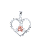 Romantic Rose Heart Diamond Pendant - 10kt Two - tone Gold - Splendid Jewellery