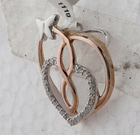 Romantic Rose - Tone Diamond Heart & Butterfly Pendant - Splendid Jewellery