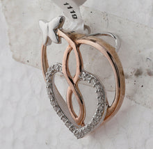 Load image into Gallery viewer, Romantic Rose-Tone Diamond Heart &amp; Butterfly Pendant  Side View from Splendid Jewellery