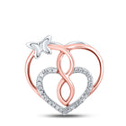 Romantic Rose-Tone Diamond Heart & Butterfly Pendant  Top View from Splendid Jewellery