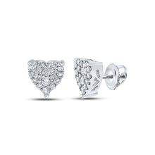 Load image into Gallery viewer, Romantic Sparkle: 10kt White Gold Diamond Heart Earrings - Splendid Jewellery