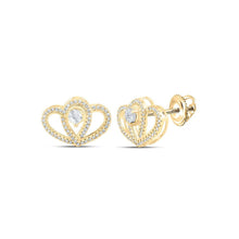 Load image into Gallery viewer, Romantic Sparkle: 10kt Yellow Gold Diamond Heart Earrings - Splendid Jewellery