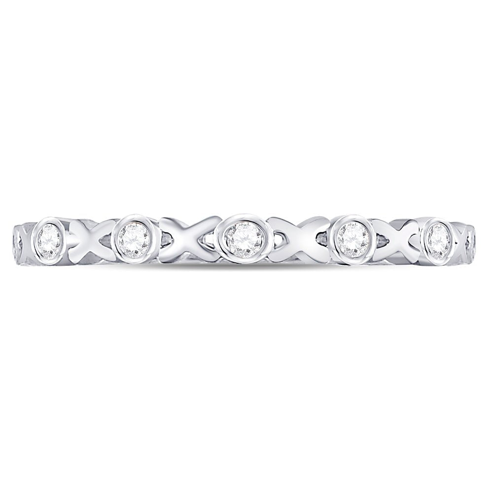 Romantic XOXO Love Diamond Stackable Band in 10kt White Gold - Splendid Jewellery