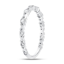 Load image into Gallery viewer, Romantic XOXO Love Diamond Stackable Band in 10kt White Gold Front view from the 10Kt White Gold Womens Round Diamond Xoxo Love Stackable Band Ring 1 12 Cttwpin226959 collection by Splendid Jewellery