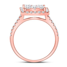 Load image into Gallery viewer, Rose Elegance: 14kt Rose Gold Diamond Square Bridal Wedding Ring Band Set Top View from Splendid Jewellery