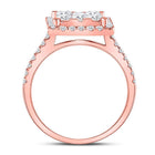 Rose Elegance: 14kt Rose Gold Diamond Square Bridal Wedding Ring Band Set Top View from Splendid Jewellery