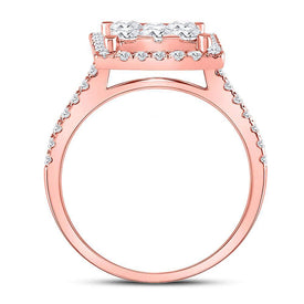 Rose Elegance: 14kt Rose Gold Diamond Square Bridal Wedding Ring Band Set Top View from Splendid Jewellery
