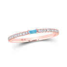 Rose Gold Aquamarine Baguette Diamond Band - A Captivating Gemstone Ring - Splendid Jewellery