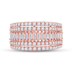 Rose Gold Baguette Brilliance Diamond Band - Front View