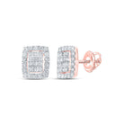 Rose Gold Baguette Diamond Cluster Earrings - 3/4 Cttw: A Mesmerizing Rectangular Sparkle - Splendid Jewellery
