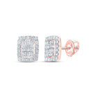 Rose Gold Baguette Diamond Cluster Earrings - 3/4 Cttw: A Mesmerizing Rectangular Sparkle - Splendid Jewellery