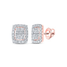 Load image into Gallery viewer, Rose Gold Baguette Diamond Cluster Earrings: A Radiant Masterpiece of Elegance - Splendid Jewellery