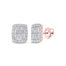 Rose Gold Baguette Diamond Cluster Earrings: A Radiant Masterpiece of Elegance - Splendid Jewellery