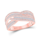 Rose Gold Baguette Diamond Crossover Band Ring: A Dazzling Display of Elegance and Sophistication - Splendid Jewellery
