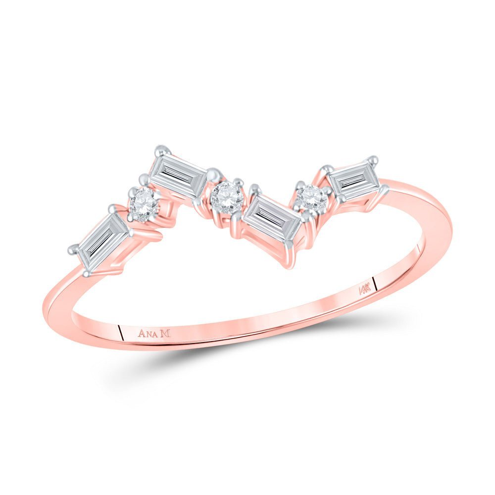 Rose Gold Baguette Diamond Scattered Band Ring - A Mesmerizing Delight - Splendid Jewellery