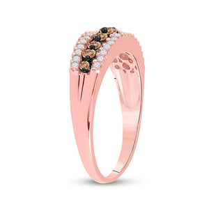 Rose Gold Brown Diamond Elegance: 10kt Women's Band Ring - Splendid Jewellery