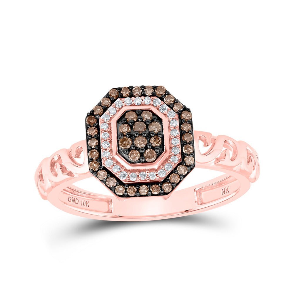 Rose Gold Brown Diamond Halo Fashion Ring - Luxurious Elegance and Versatility - Splendid Jewellery