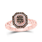 Rose Gold Brown Diamond Halo Fashion Ring - Luxurious Elegance and Versatility - Splendid Jewellery