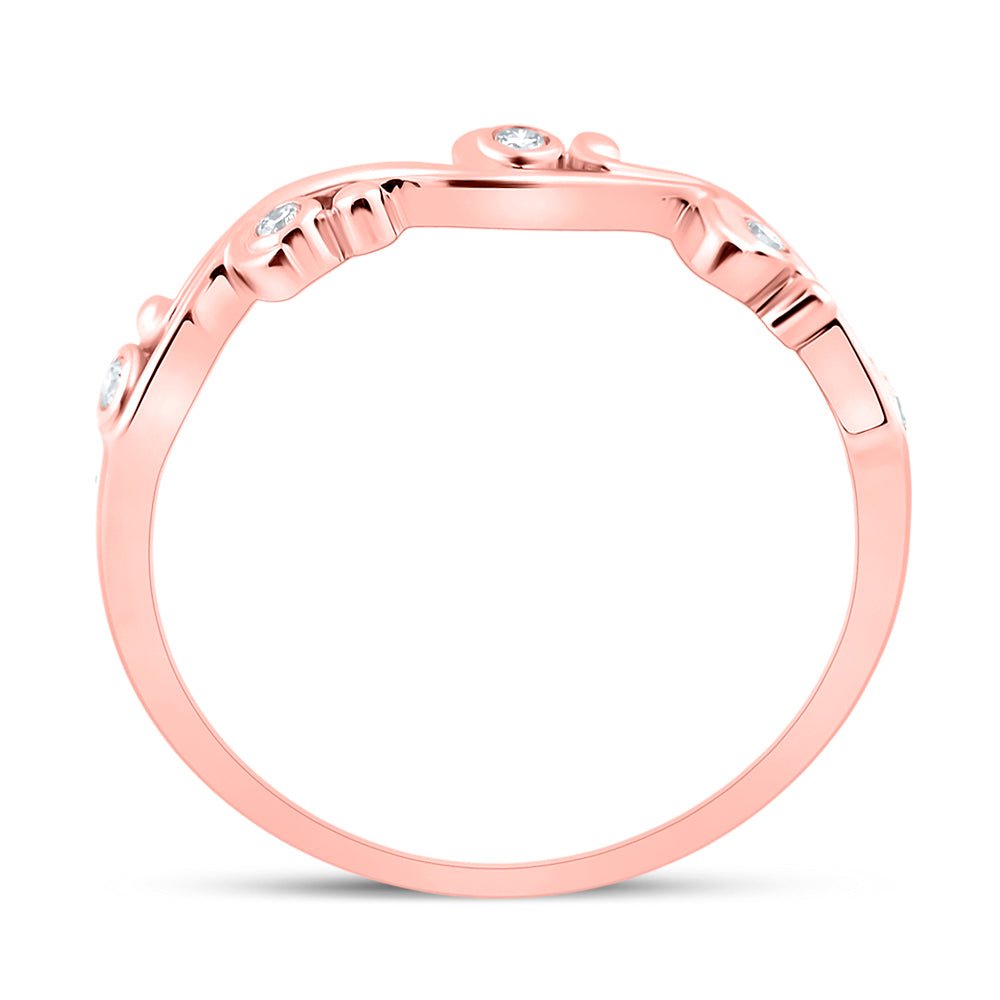Rose Gold Delight | 10kt Rose Gold Womens Round Diamond Band Ring 1/20 Cttw - Splendid Jewellery