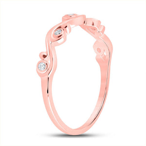 Rose Gold Delight | 10kt Rose Gold Womens Round Diamond Band Ring 1/20 Cttw - Splendid Jewellery