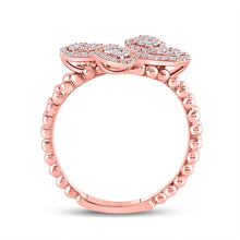 Load image into Gallery viewer, Rose Gold Diamond Beaded Geometric Wrap Fashion Ring - Alternate view 2 from Splendid Jewellery