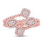Rose Gold Diamond Beaded Geometric Wrap Fashion Ring - Splendid Jewellery