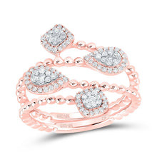 Load image into Gallery viewer, Rose Gold Diamond Beaded Geometric Wrap Fashion Ring - Splendid Jewellery