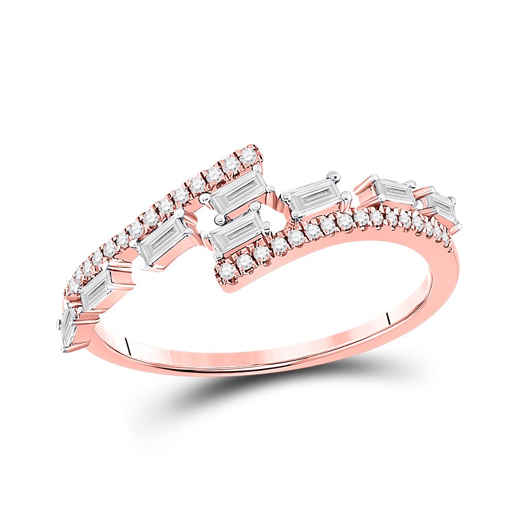 Rose Gold Diamond Bypass Elegance Ring - Splendid Jewellery