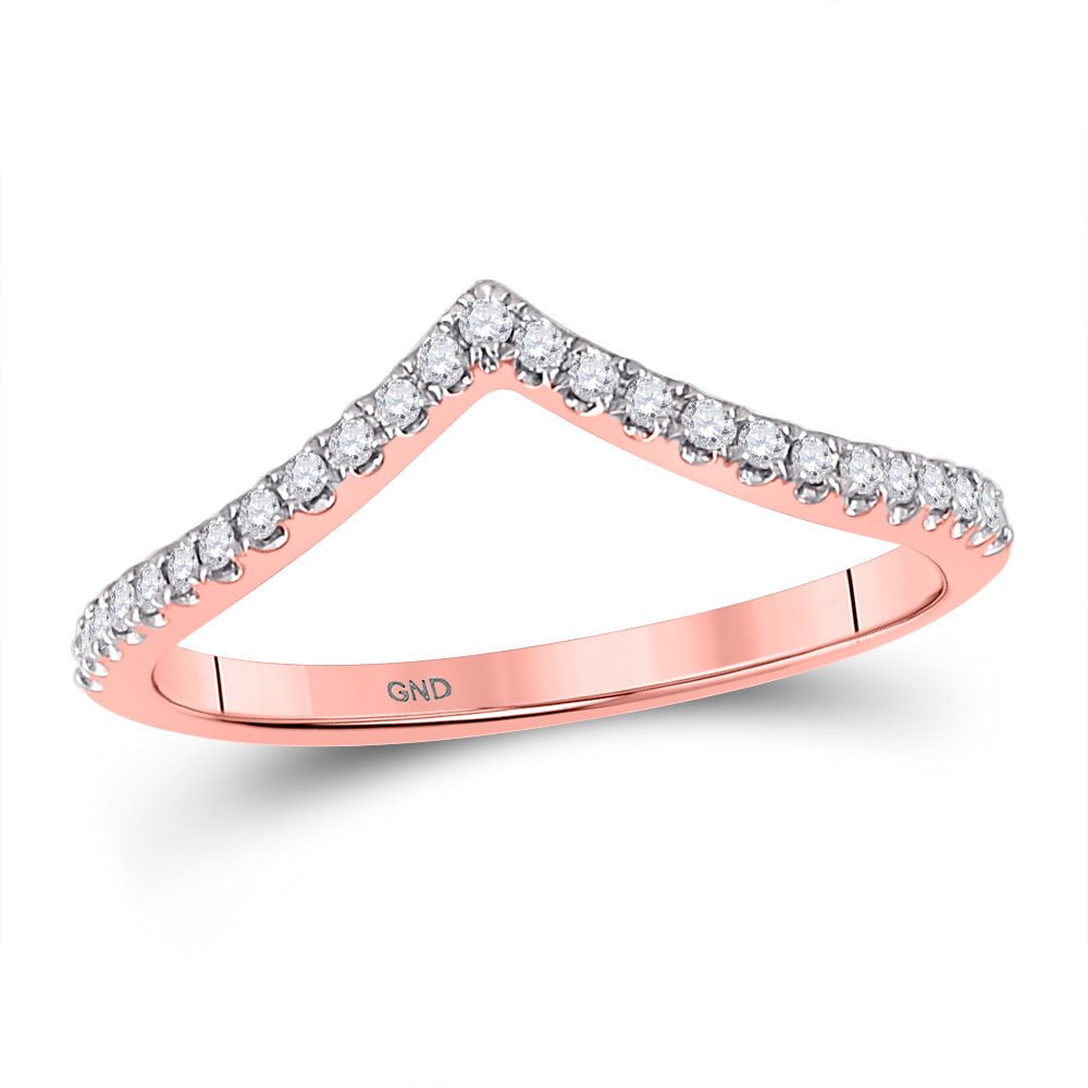 Rose Gold Diamond Chevron Stackable Band Ring - A Touch of Elegance and Versatility - Splendid Jewellery