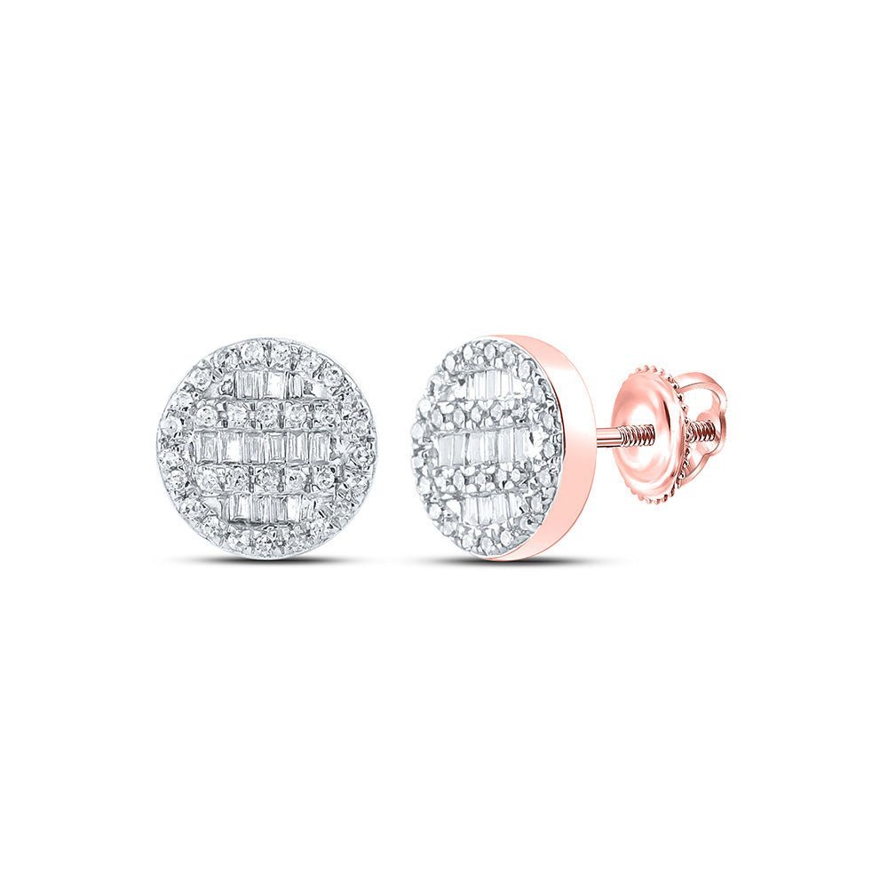 Rose Gold Diamond Cluster Circle Earrings - Mesmerizing Brilliance and Timeless Elegance - Splendid Jewellery