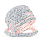 Rose Gold Diamond Cluster His and Hers Wedding Set - 2 Cttw | Splendid Jewellery - Splendid Jewellery