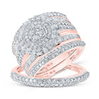 Rose Gold Diamond Cluster His and Hers Wedding Set - 2 Cttw | Splendid Jewellery - Splendid Jewellery