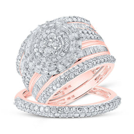 Rose Gold Diamond Cluster His and Hers Wedding Set - 2 Cttw | Splendid Jewellery - Splendid Jewellery