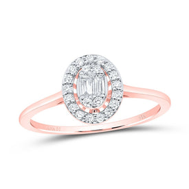 Rose Gold Diamond Cluster Oval Ring - Captivating Elegance - Top View