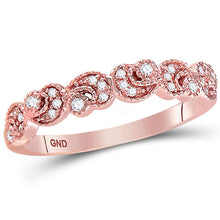 Load image into Gallery viewer, Rose Gold Diamond Crescent Stackable Band Ring - A Touch of Elegance and Versatility - Top View