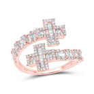 Rose Gold Diamond Cross Cuff Band Ring - A Mesmerizing Masterpiece of Elegance and Sparkle - Splendid Jewellery
