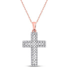 Rose Gold Diamond Cross Pendant | 14kt Rose Gold Womens Round Diamond Cross Pendant 1/2 Cttw | Splendid Jewellery - Splendid Jewellery