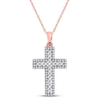 Rose Gold Diamond Cross Pendant | 14kt Rose Gold Womens Round Diamond Cross Pendant 1/2 Cttw | Splendid Jewellery - Splendid Jewellery