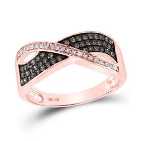 Rose Gold Diamond Crossover Elegance Ring - Alternate view 1 from Splendid Jewellery