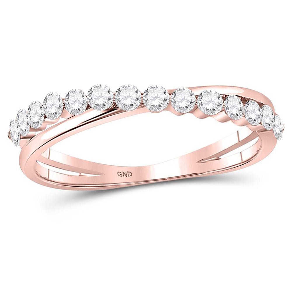 Rose Gold Diamond Crossover Stackable Band Ring: A Captivating Elegance - Splendid Jewellery