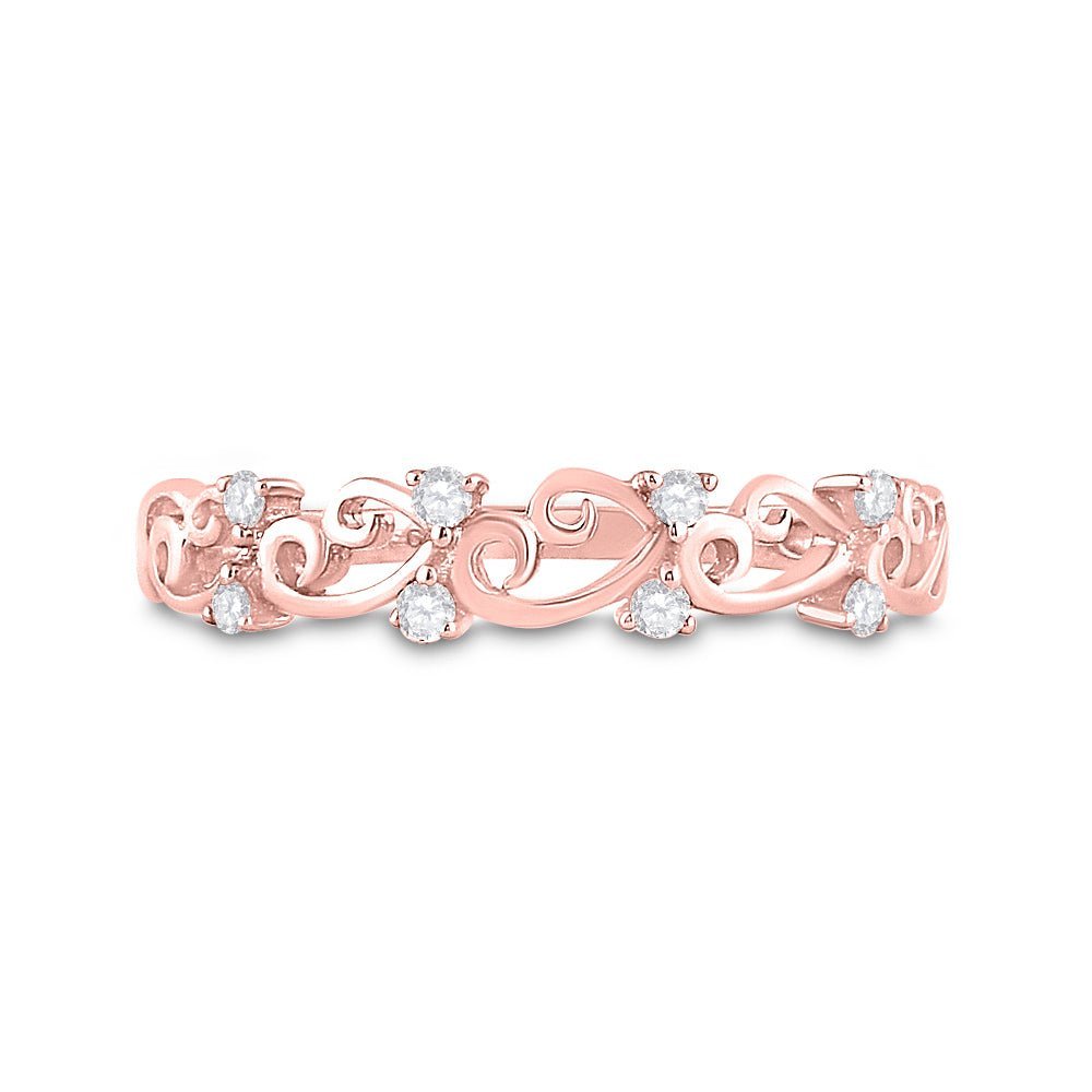 Rose Gold Diamond Curl Band Ring - A Dazzling Statement of Elegance and Sophistication - Splendid Jewellery