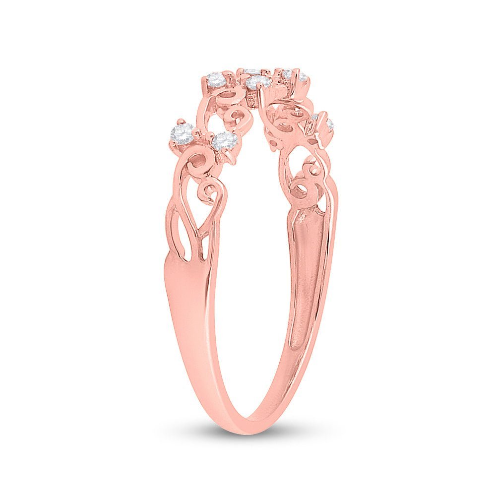 Rose Gold Diamond Curl Band Ring - A Dazzling Statement of Elegance and Sophistication - Splendid Jewellery
