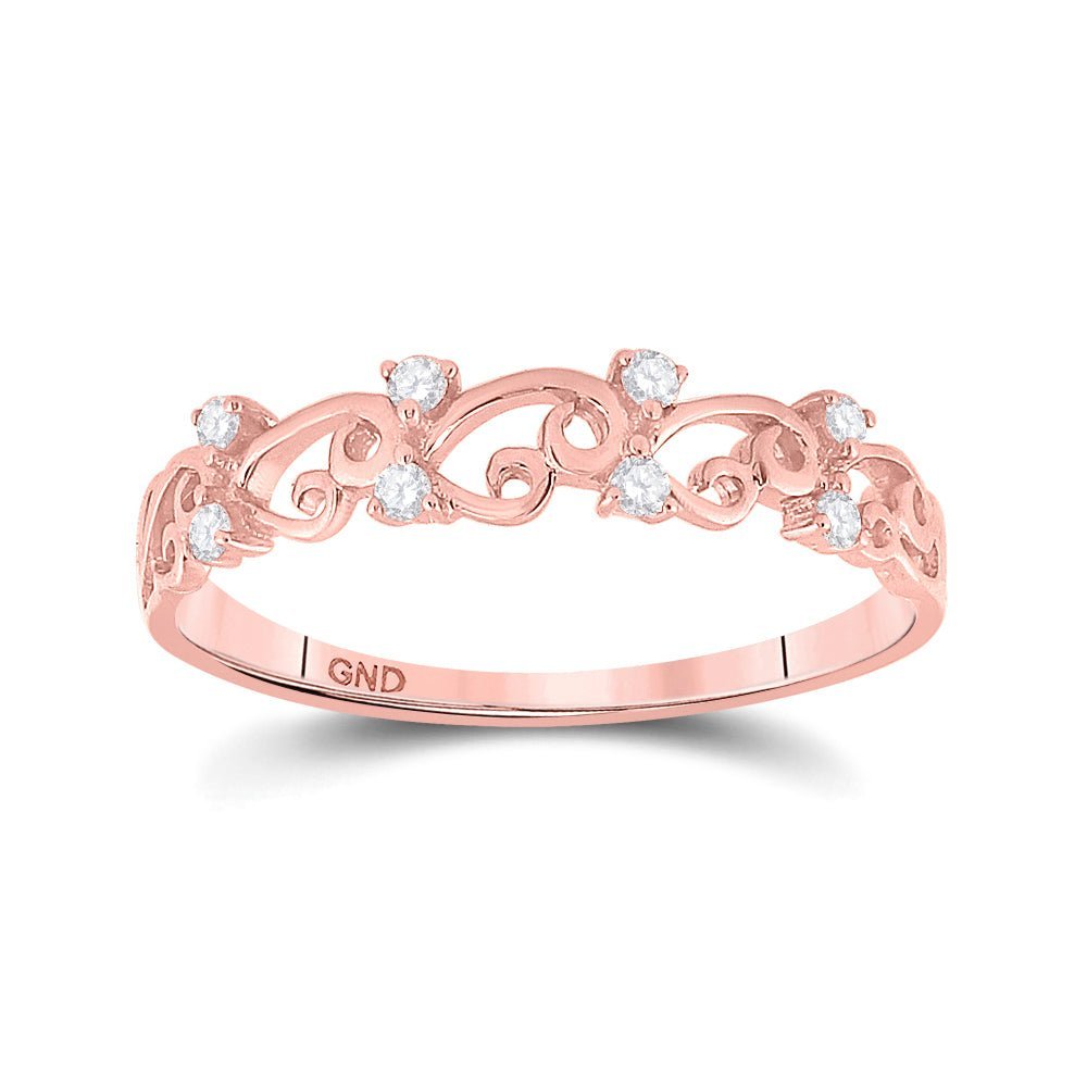 Rose Gold Diamond Curl Band Ring - A Dazzling Statement of Elegance and Sophistication - Splendid Jewellery